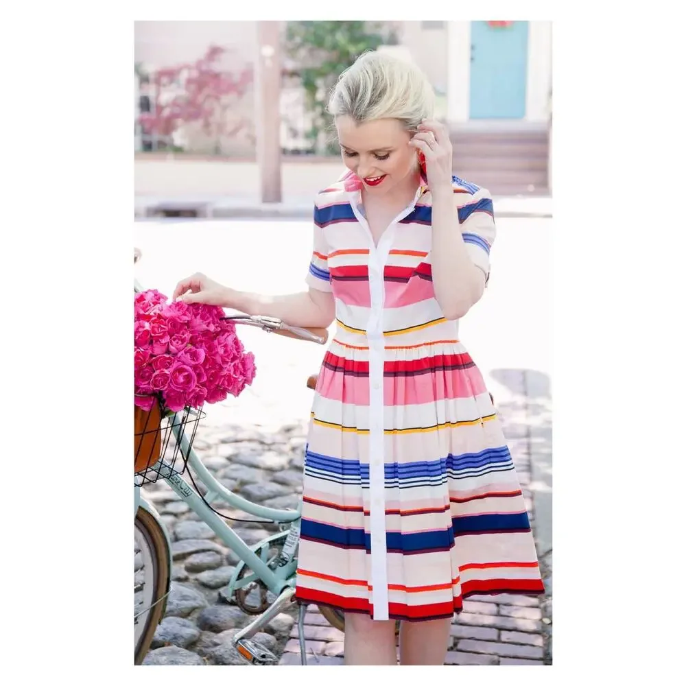 Kate Spade New York Spice Things Up Berber Stripe Shirt Dress Sz.4 - Picture 2 of 16
